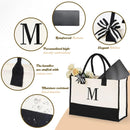 Bolsa Tote de Lona com Letras - Grande Capacidade