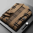 Cardigan Masculino Listrado com Jacquard | Estilo Casual Sofisticado para Meia-Estação | Tricô  com Design Moderno