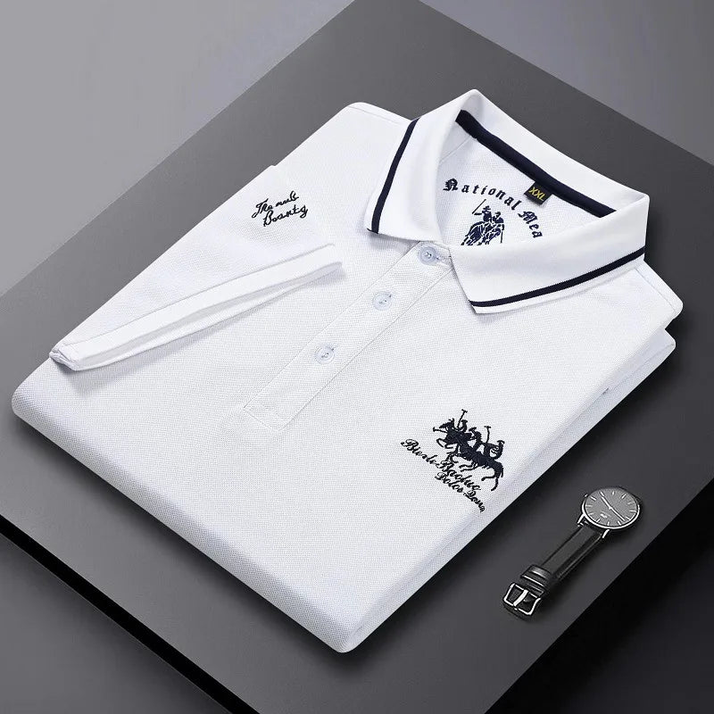 Camisa Polo Masculina Bordada | Gola Lapela | Manga Curta | Tecido Antiamassado