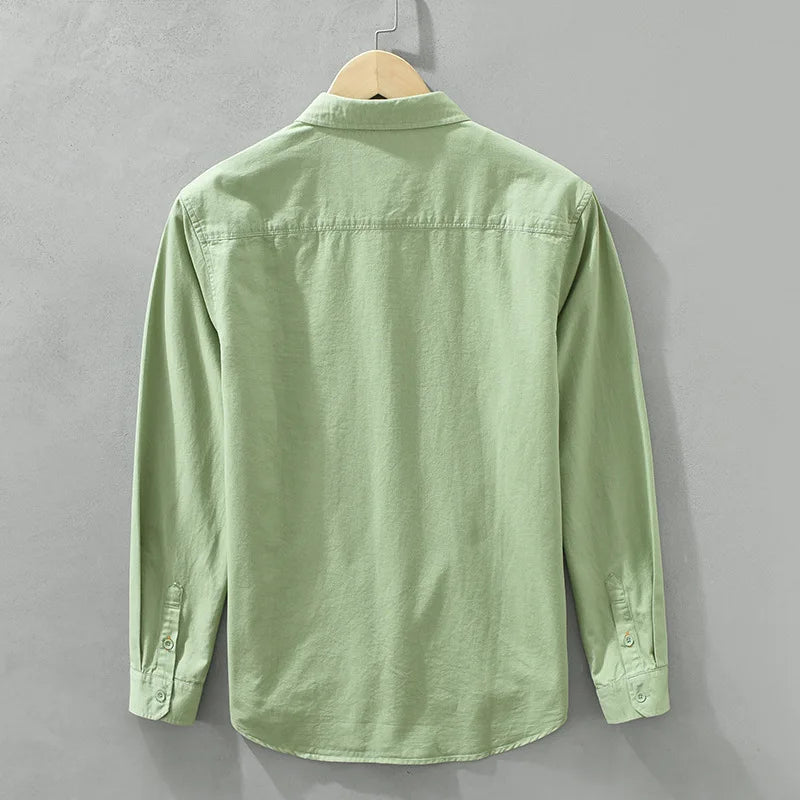 Camisa Masculina Casual de Algodão ELITEVESTA – Estilo Japonês, Leve e Atemporal