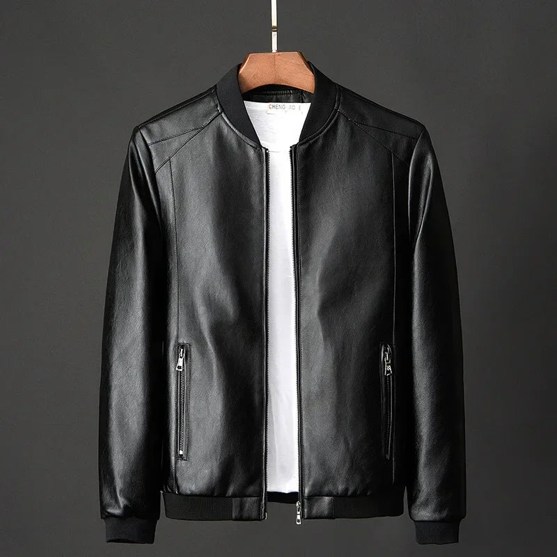 Jaqueta Masculina Slim em Couro  – Estilo Biker com Elegância