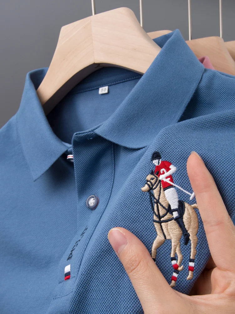 Camisa Polo Masculina Clássica 2023 – Estilo Casual com Bordado Premium | Respirável, Leve e Elegante para o Verão