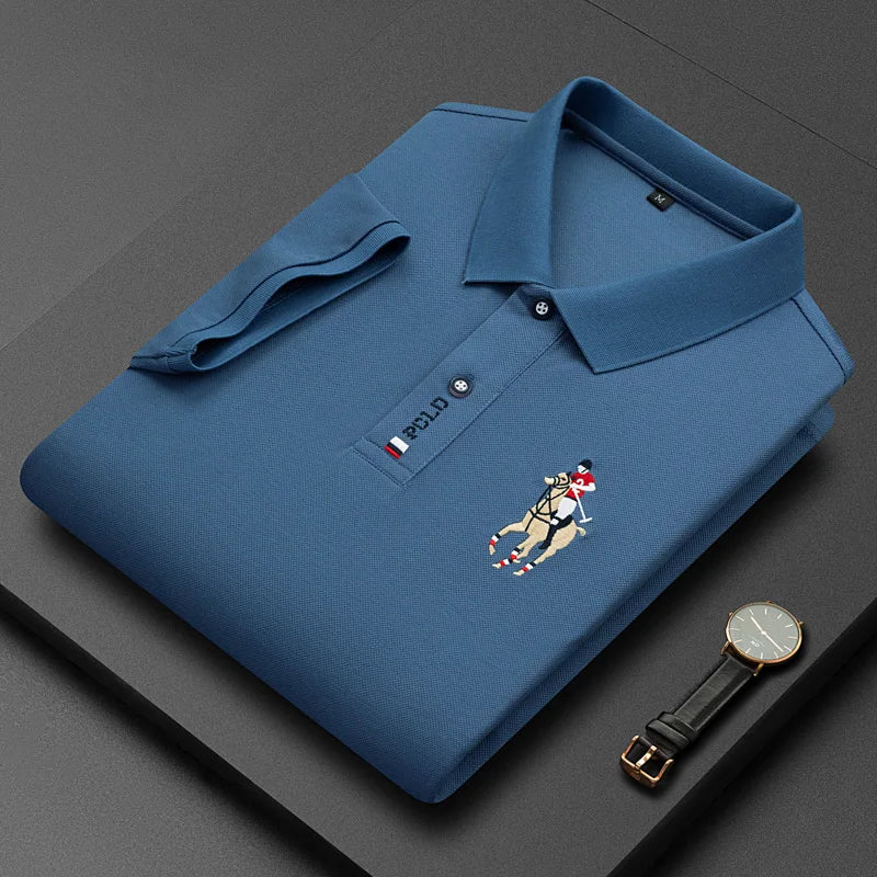 Camisa Polo Masculina Clássica 2023 – Estilo Casual com Bordado Premium | Respirável, Leve e Elegante para o Verão