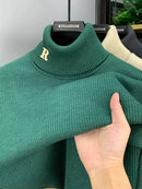 Suéter Masculino Gola Alta Bordado – Estilo Coreano Inverno 2024 |Aconchego Elegante