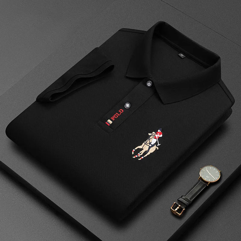 Camisa Polo Masculina Clássica 2023 – Estilo Casual com Bordado Premium | Respirável, Leve e Elegante para o Verão