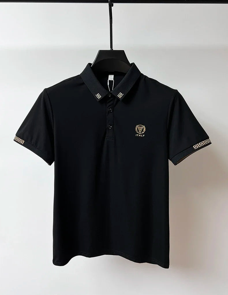Polo Masculina Estampada Slim Fit – Ice Silk Premium com Toque de Design Exclusivo