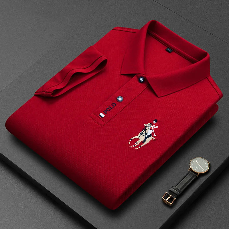 Camisa Polo Masculina Clássica 2023 – Estilo Casual com Bordado Premium | Respirável, Leve e Elegante para o Verão