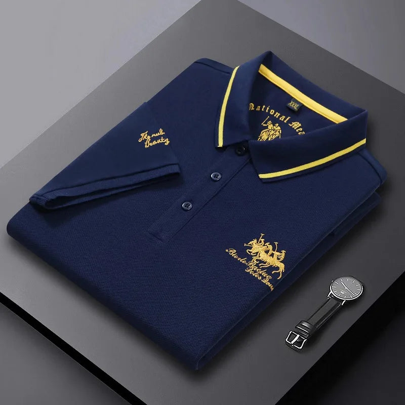 Camisa Polo Masculina Bordada | Gola Lapela | Manga Curta | Tecido Antiamassado