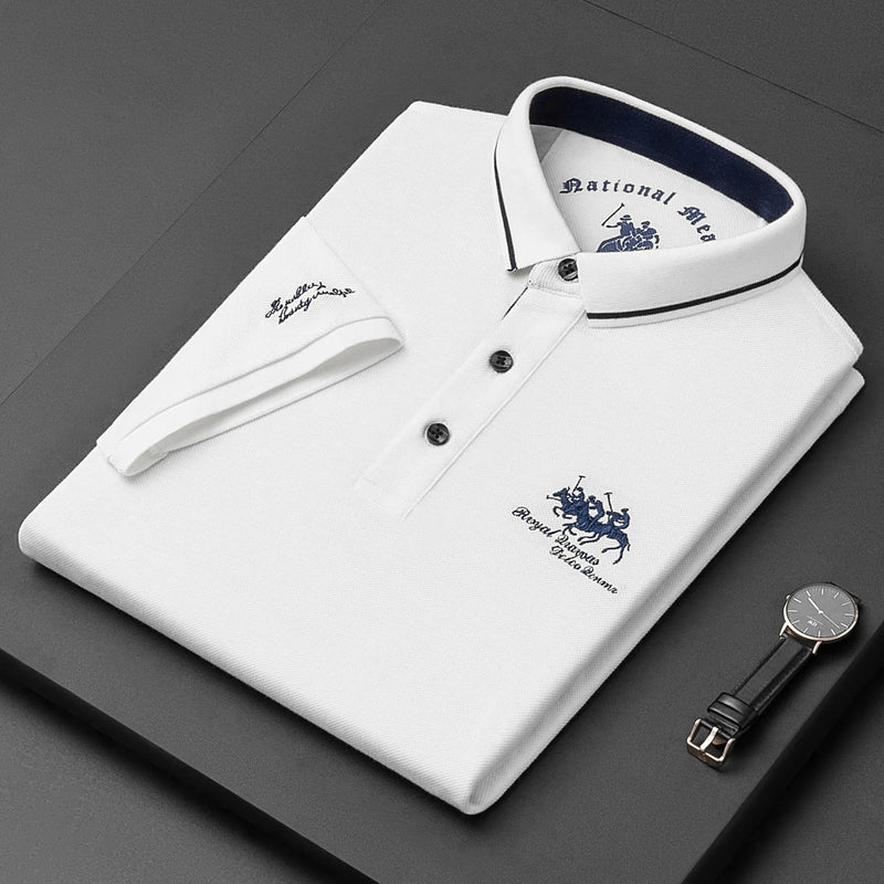Camisa Polo Masculina Bordada | Gola Lapela | Manga Curta | Tecido Antiamassado
