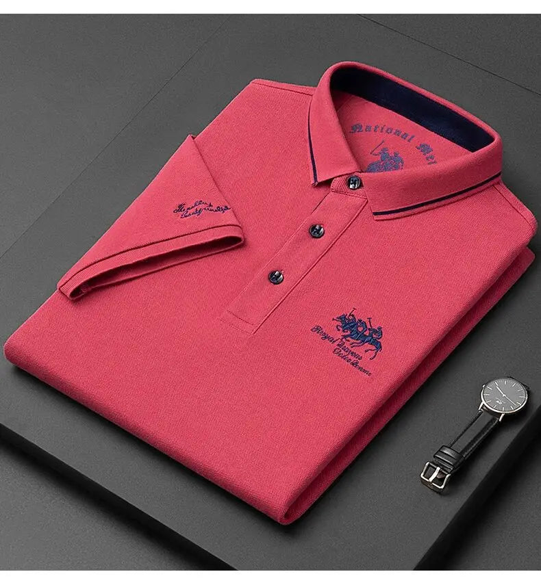 Camisa Polo Masculina Bordada | Gola Lapela | Manga Curta | Tecido Antiamassado