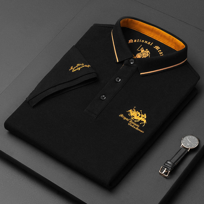 Camisa Polo Masculina Bordada | Gola Lapela | Manga Curta | Tecido Antiamassado