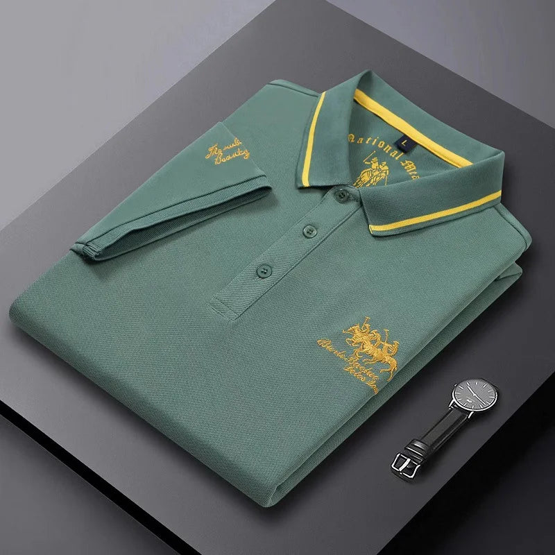Camisa Polo Masculina Bordada | Gola Lapela | Manga Curta | Tecido Antiamassado