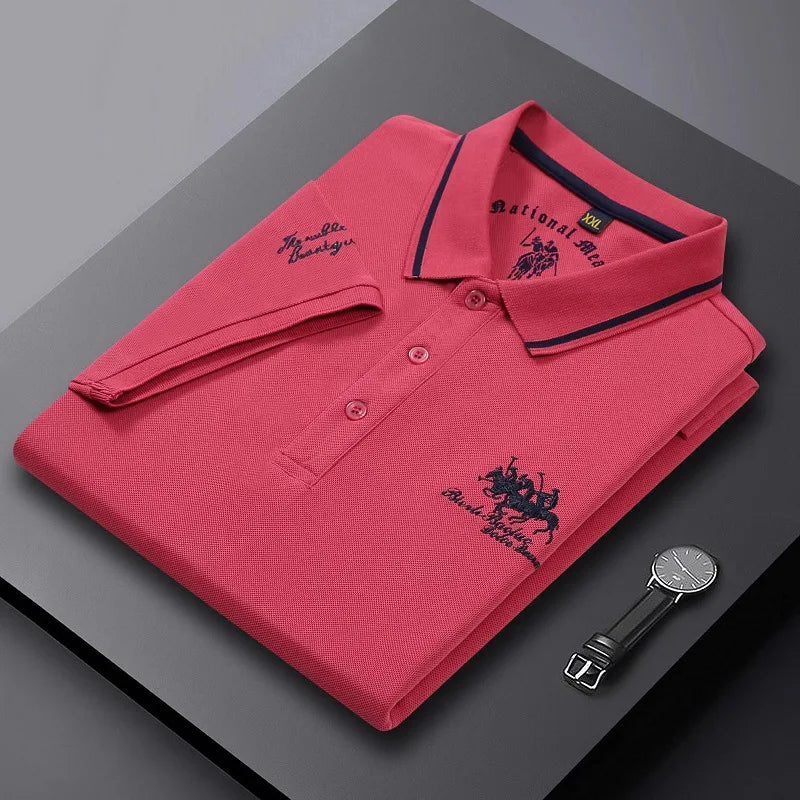 Camisa Polo Masculina Bordada | Gola Lapela | Manga Curta | Tecido Antiamassado