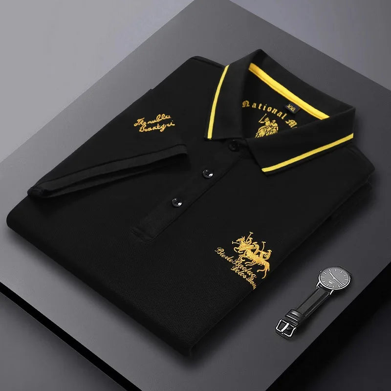 Camisa Polo Masculina Bordada | Gola Lapela | Manga Curta | Tecido Antiamassado