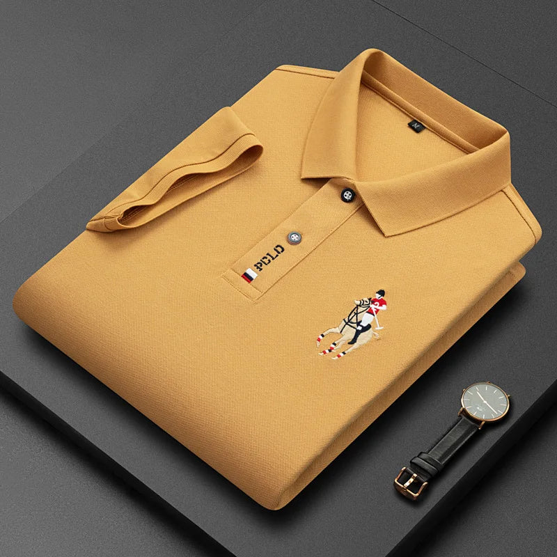 Camisa Polo Masculina Clássica 2023 – Estilo Casual com Bordado Premium | Respirável, Leve e Elegante para o Verão