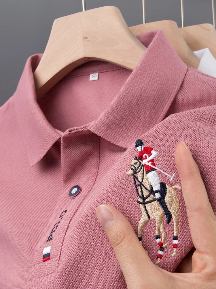Camisa Polo Masculina Clássica 2023 – Estilo Casual com Bordado Premium | Respirável, Leve e Elegante para o Verão