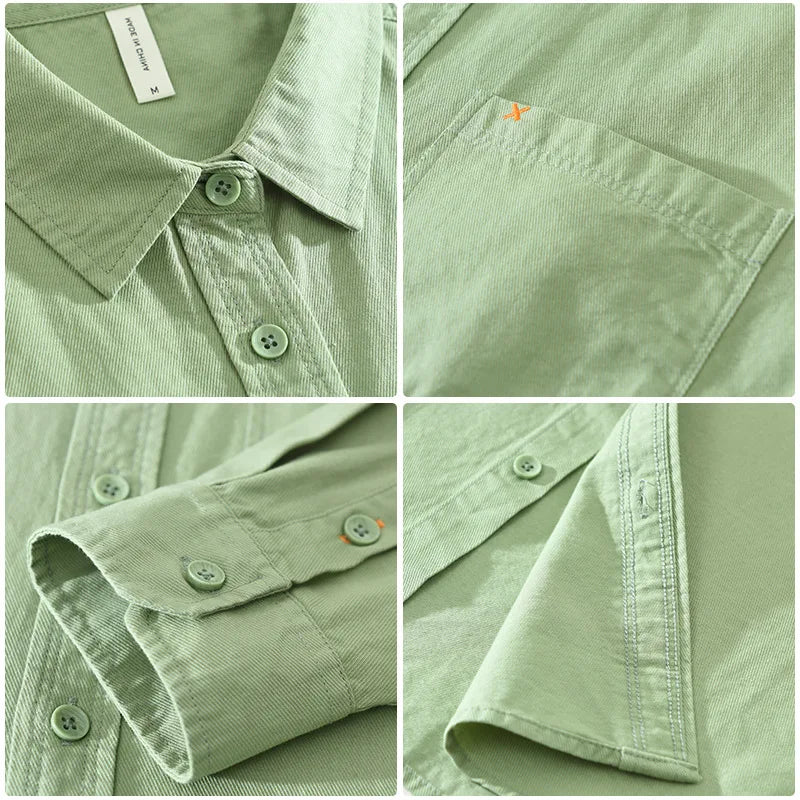 Camisa Masculina Casual de Algodão ELITEVESTA – Estilo Japonês, Leve e Atemporal